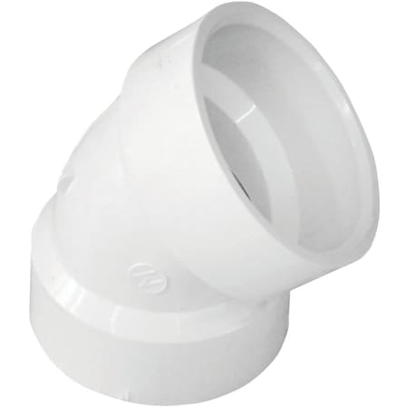 Ipex Canplas 1-1/2 In. Schedule 40 45 Deg. Short Radius DWV PVC Elbow 1/8 Bend 192521P